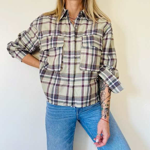 Zara Plaid Soft Flannel oversized Button Down shirt - Picture 3 of 9